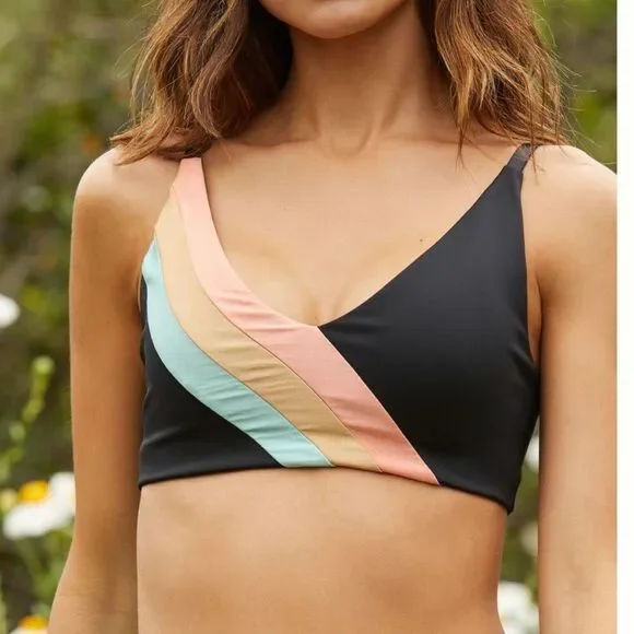 IVL Shimmer Retro Stripe Fully Lined Sports Bra With Adjustable Straps 6 - Picture 1 of 9